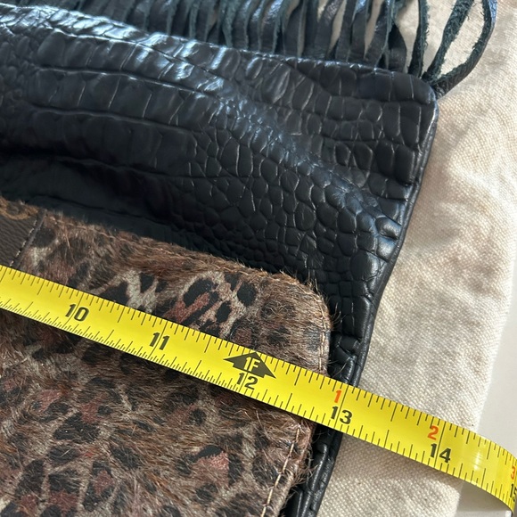 NWT Gypsy Upcycled Fringe Leather & Louis Vuitton Canvas Crossbody Bag - Picture 9 of 11
